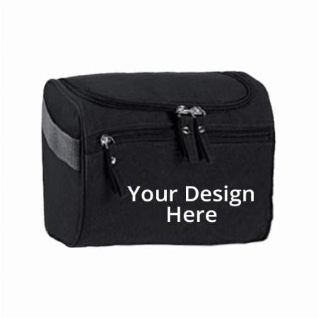 Black Customized Multi Functional Travel Organizer Accessory Toiletry Cosmetics Bag Makeup Shaving Kit Pouch