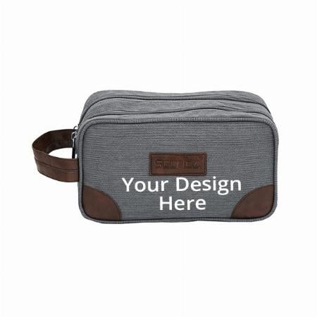 Grey Customized Leather Multipurpose Travel Organizer, Jewelry Make-Up Organizer, Storage Zipper Pouches, Toiletry Travel Bag