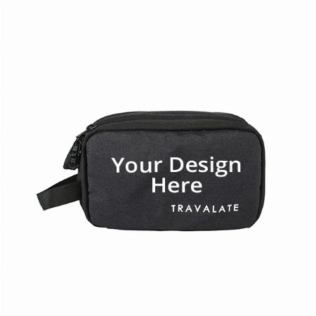 Black Customized Water-Resistant Travel Toiletry Bag Shaving Kit/Pouch/Bag For Men And Women, 3 Main Compartment