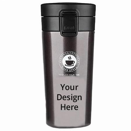 Black Customized Double Wall Insulated Stainless Steel Thermos Hot &amp; Cold Tumbler Vacuum Flask 380 ML