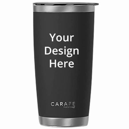 Black Customized Desk Tumbler 600ml Premium Stainless Steel with 3 Straw Set & a Cleaner Brush