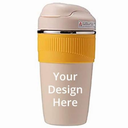 Yellow Customized Travel Mug 2 in1 Double Wall Vacuum Insulation Coffee Cup Reusable Insulated Leak Proof Tumbler with Straw and Flip Lid 480 ML
