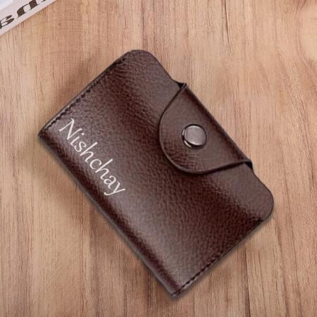 Brown Customized 13 Slots Leather Credit Card Holder Wallet for Men & Women (Size - 10.5 x 7.5 x 2.6 cm)
