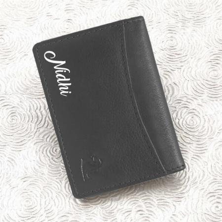 Black Customized Leather Visitng Card Holder for Men and Women