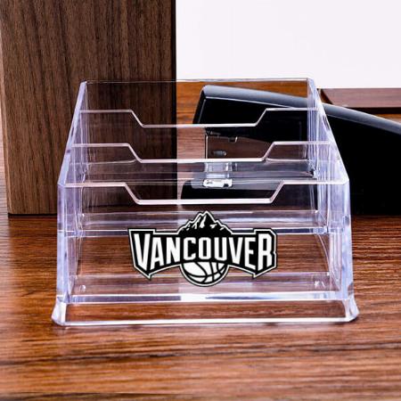 Transparent Customized Premium 3 Tiers Acrylic Visiting Card Stand Organizer Display for Office