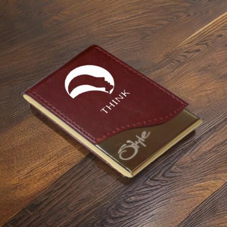 Brown Customized Leather Visiting Card Holder for Men and Women