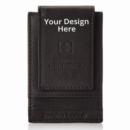 Black Customized Swiss Military Leather Men's Wallet