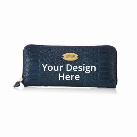 Blue Customized Hidesign Leather Women's Wallet