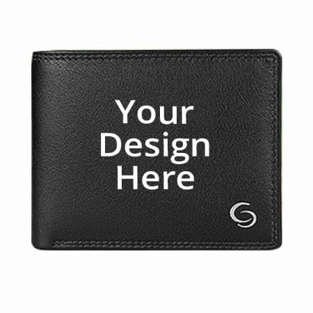 Black Customized Geotree RFID Blocking Leather Wallet for Men