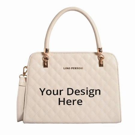 White Customized Lino Perros Faux Leather Handbag