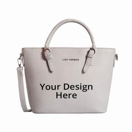 Grey Customized Lino Perros Grey Faux Leather Handbag