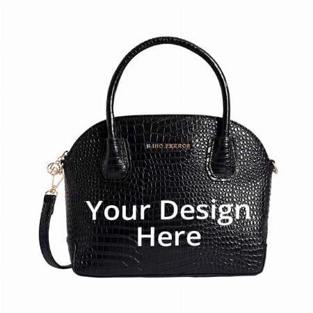 Black Customized Lino Perros Black Faux Leather Handbag