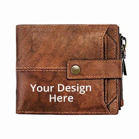 Brown Customized Spiffy Genuine Leather with ATM Card Space Wallet For Men