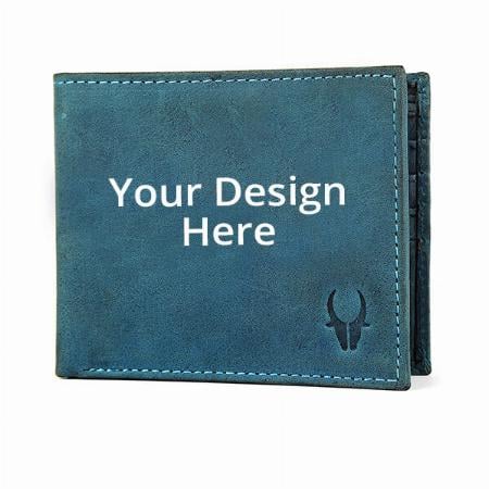 Blue Customized Wildhorn RFID Protected Leather Wallet For Men