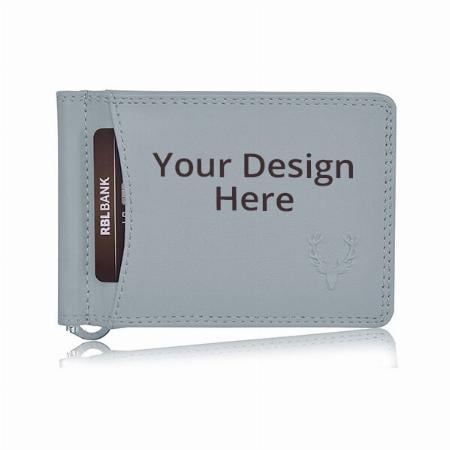 Ash Grey Customized Allen Solly Bi-Fold Slim Wallet For Men