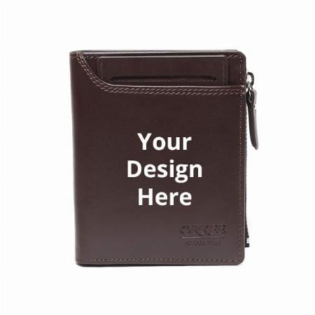 Brown Customized Vertical Zipper I Wallet for Men I with Extra Card Holder