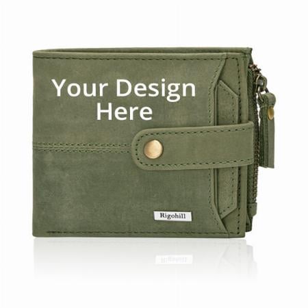 Olive Green Rigohill RFID Protected Leather Wallet For Men