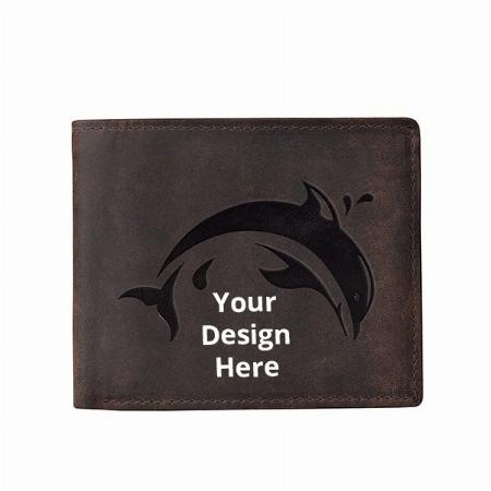 Dark Brown Customized Urban Forest Vintage Embossed Leather Wallet