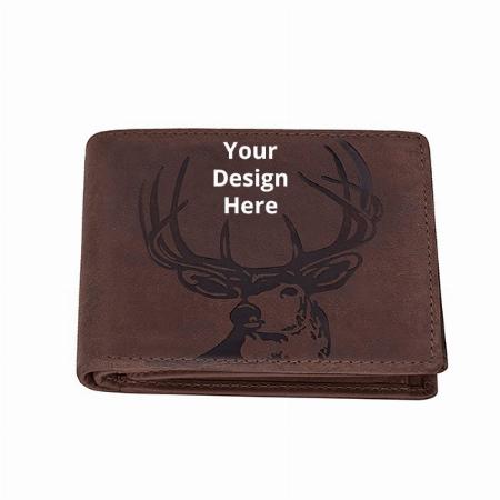 Brown Customized Hornbull RFID Blocking Leather Wallet for Men, 11 Card Slots