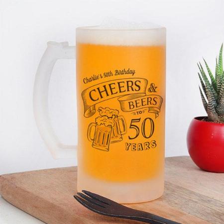 Typography Cheers And Beers Birthday Customized Photo Printed Beer Mug