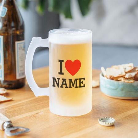 Heart with Name Customized Photo Printed Beer Mug