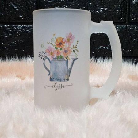 Hand-Painted Watercolor Floral Customized Photo Printed Beer Mug
