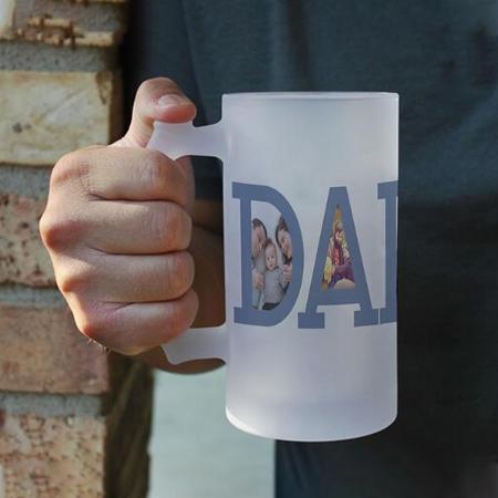 Dad Blue Father's Day Photo Customized Photo Printed Beer Mug