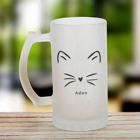 Cute Cat Whiskers Design Customized Photo Printed Beer Mug