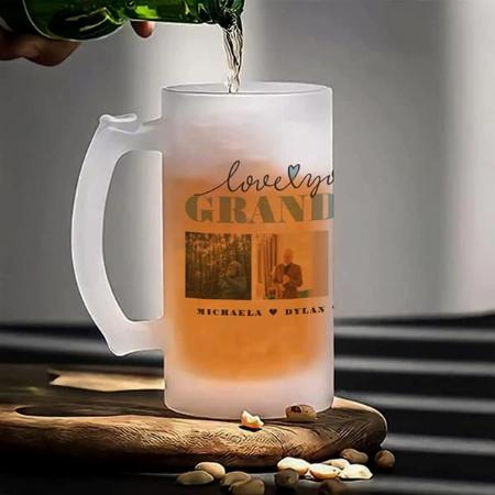 Love You Grandpa 3 Photo Collage Customized Photo Printed Beer Mug