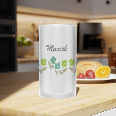 Modern Green Spring Floral Blooms with Name Customized Photo Printed Beer Mug