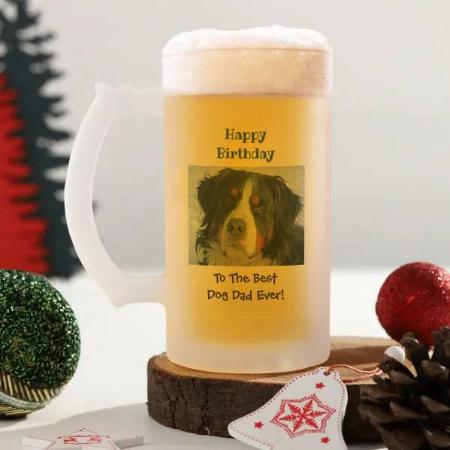 Birthday Dog Dad World's Best Ever Pet Photo Customized Photo Printed Beer Mug