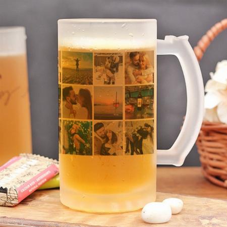 Modern 9 Photos Collage Customized Photo Printed Beer Mug