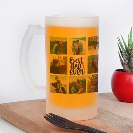 8 Photo Collage Best Dad Ever Customized Photo Printed Beer Mug