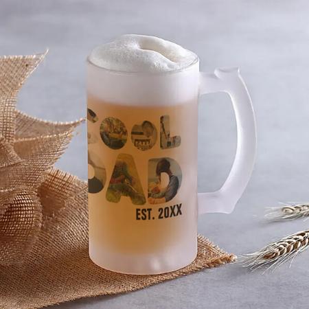 Cool Dad 7 Letter Photo Collage Customized Photo Printed Beer Mug