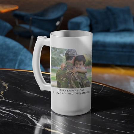 Military Dad My Hero Fathers Day Photo Customized Photo Printed Beer Mug