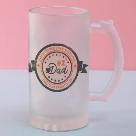 #1 DAD Vintage Label Design Customized Photo Printed Beer Mug