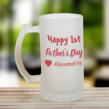 1st Father's Day Monogram Design Customized Photo Printed Beer Mug