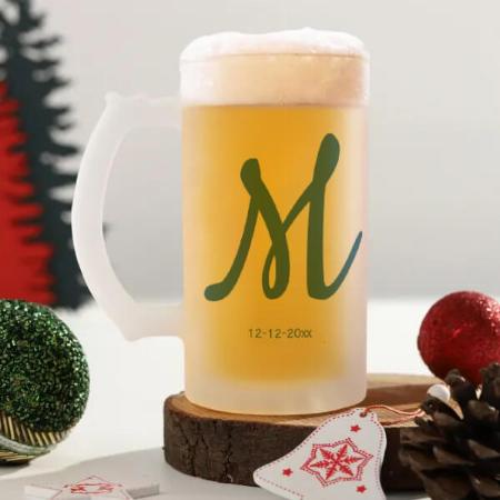 Simple Monogram Design Customized Photo Printed Beer Mug