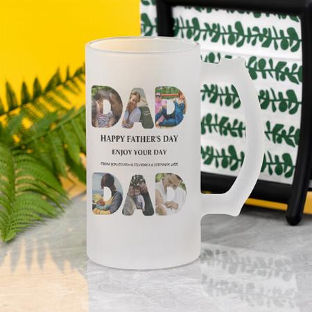 Happy Fathers day 6 Photo Collage Customized Photo Printed Beer Mug