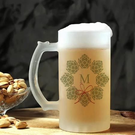 Beer Hops Christmas Monogram Customized Photo Printed Beer Mug