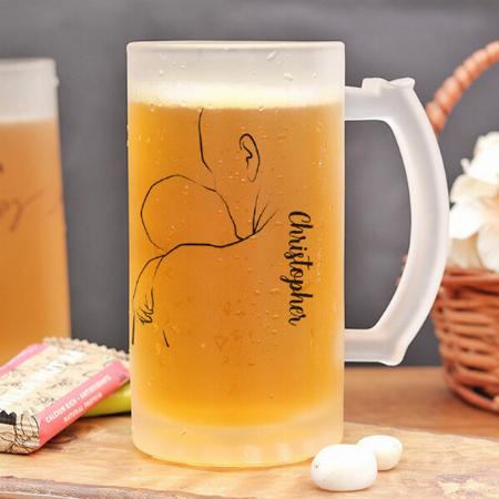 Happy Father's day Baby and Dad Line Art Design Customized Photo Printed Beer Mug
