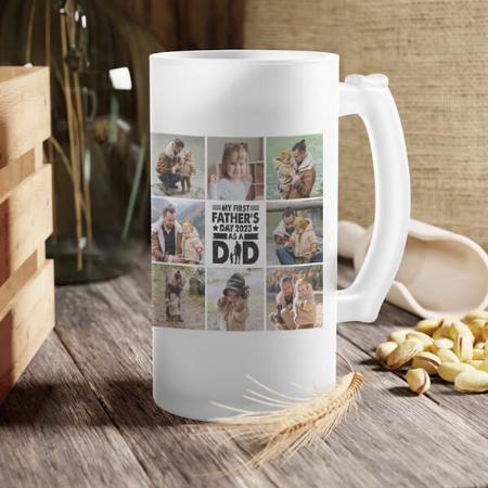 Father's Day 8 Photo Collage Customized Photo Printed Beer Mug