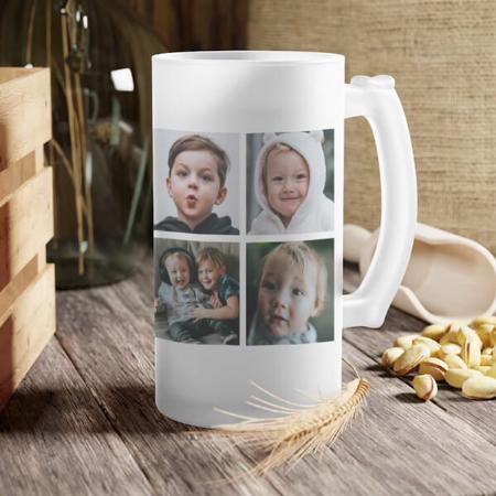 Modern Love You Grandpa 9-Photo Collage Customized Photo Printed Beer Mug