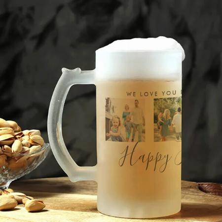 Happy Father's Day 4 Photo Collage Design Customized Photo Printed Beer Mug