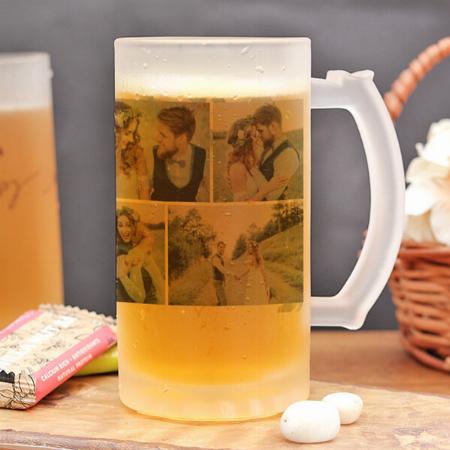 Eucalyptus Wedding Multi Photo Collage Customized Photo Printed Beer Mug