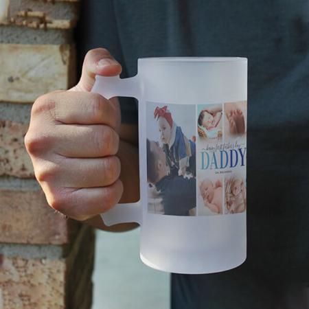 1st Father's Day Photo Collage Customized Photo Printed Beer Mug