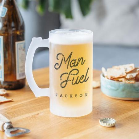 Stylish Man Fuel Blue Monogram Customized Photo Printed Beer Mug
