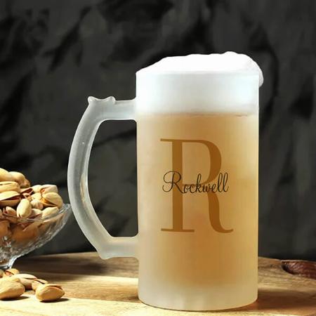 Gold Monogram Name Design Customized Photo Printed Beer Mug