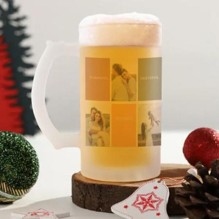 Family Collage Photo Customized Photo Printed Beer Mug