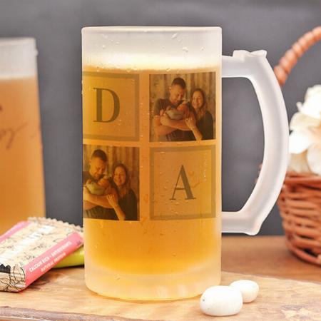 Dada Modern Photo Collage Fathers Day Customized Photo Printed Beer Mug
